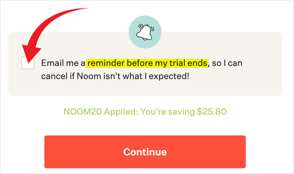 cancel noom free trial remind