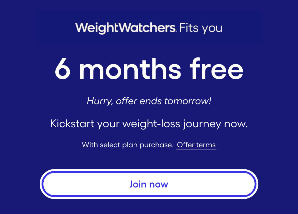 weight watchers 6 months free join