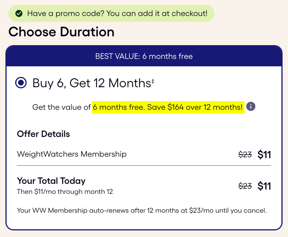 ww 6 months free offer