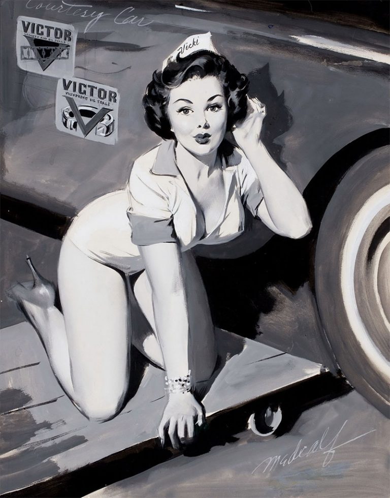 retro pin up 40s car mechanic