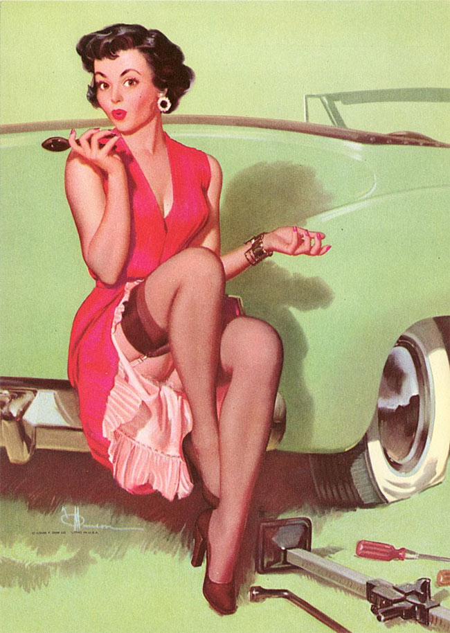 vintage pin up car girl