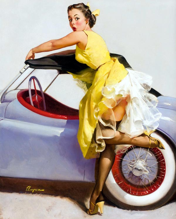 vintage pin up car girl