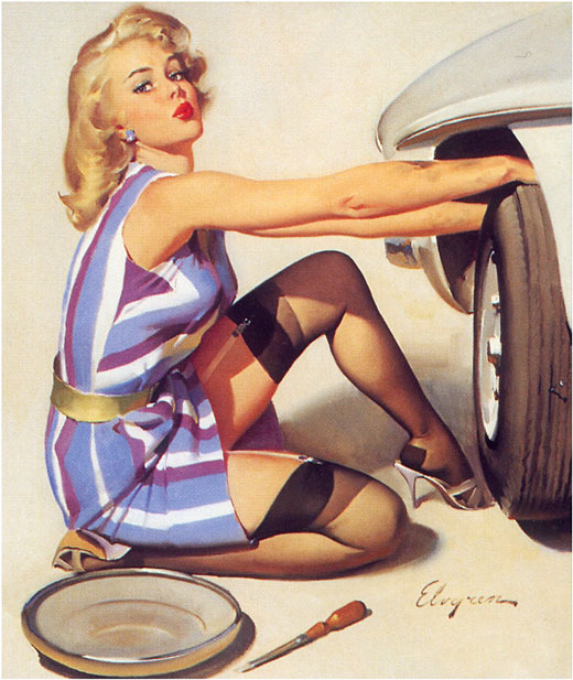 vintage pin up car girl