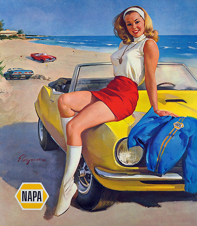 vintage pin up car girl