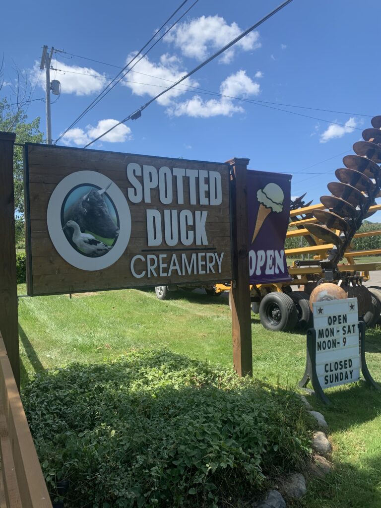 Spotted Duck Creamery Sign