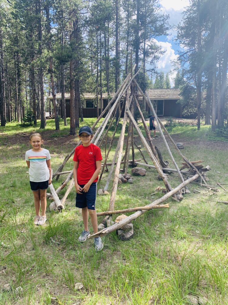 Kids with homemade teepee at Canyon Village