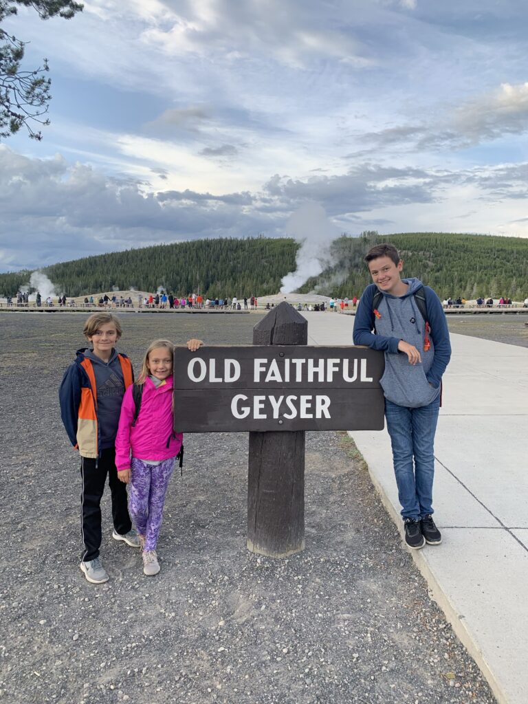 Kids at Old Faithful