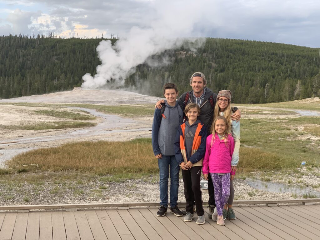 Old Faithful in the evening