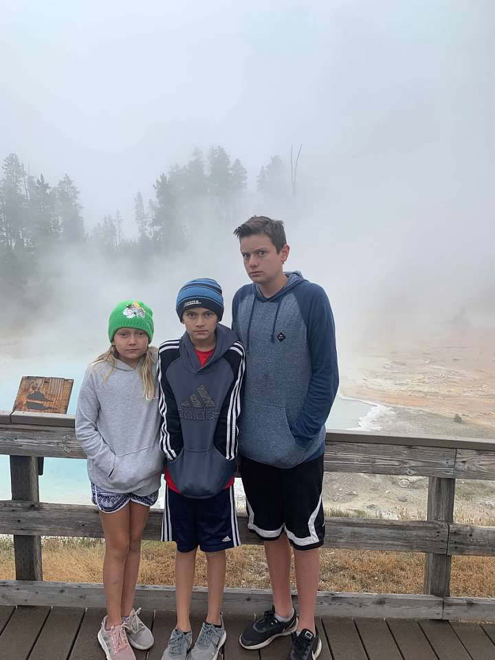 Freezing cold kids in Yellowstone