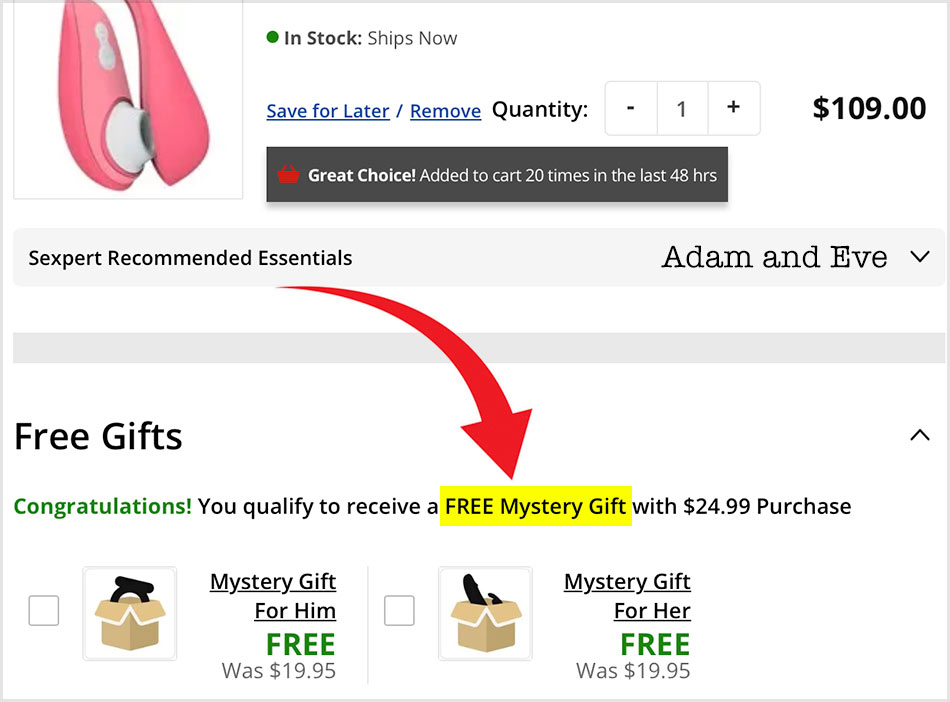 adam eve free mystery gift him her