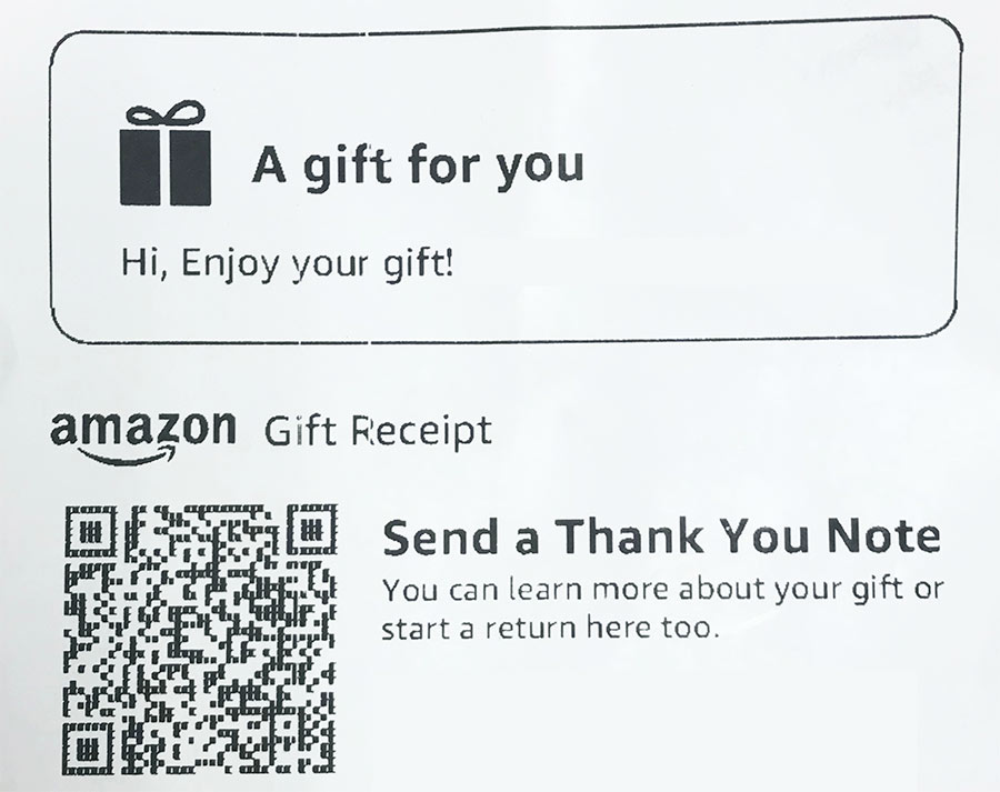 amazon gift receipt example
