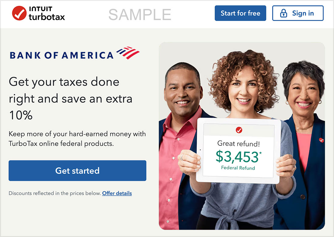 bank america turbotax promotion