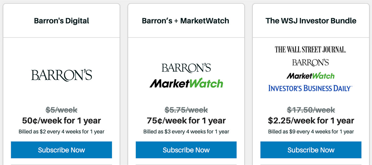 barrons subscription bundle deals