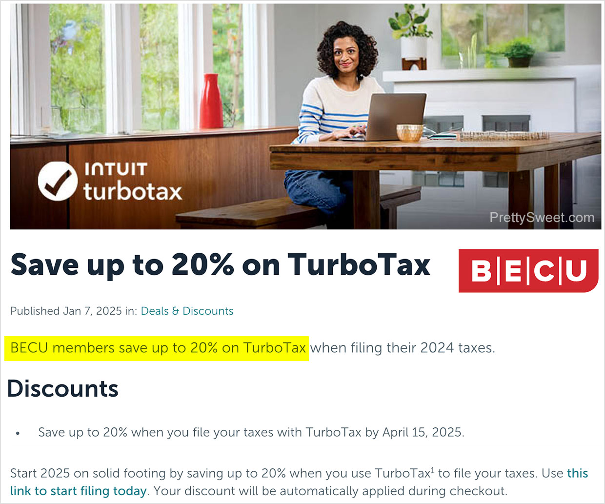 becu turbotax discount 20