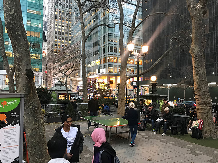 bryant park table tennis