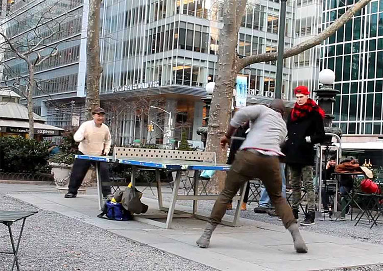 ping pong tables at bryant park nyc