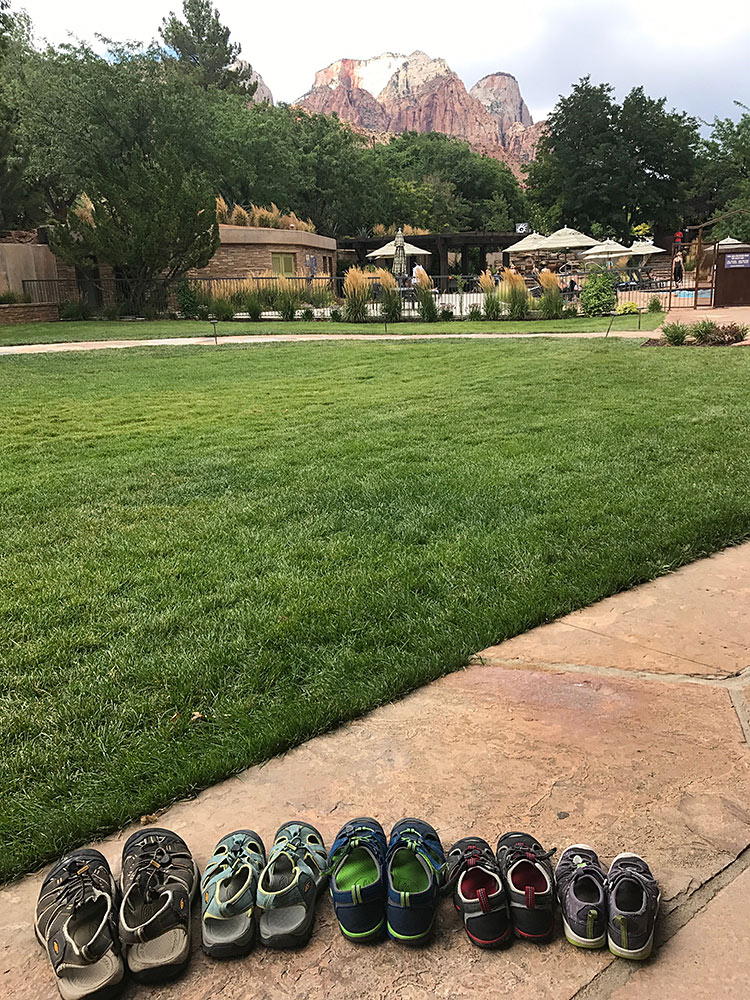 view from a pool side double queen room at the Desert Pearl Inn.