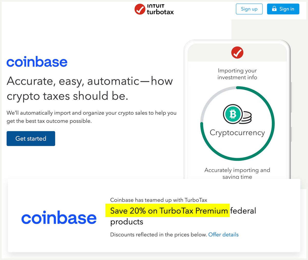 discount turbotax coinbase