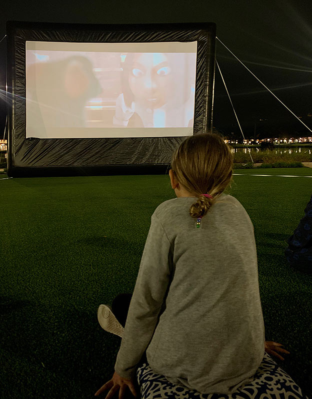 Watching the outdoor movie at the Riviera Resort