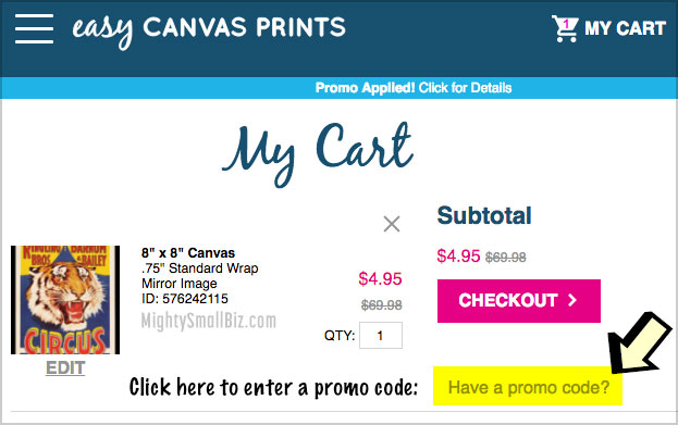 easycanvas prints coupons