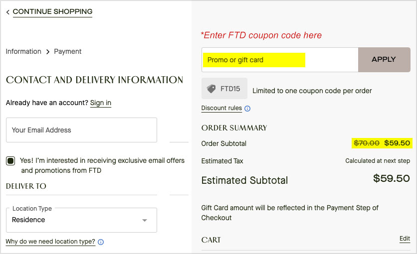 enter ftd coupon code