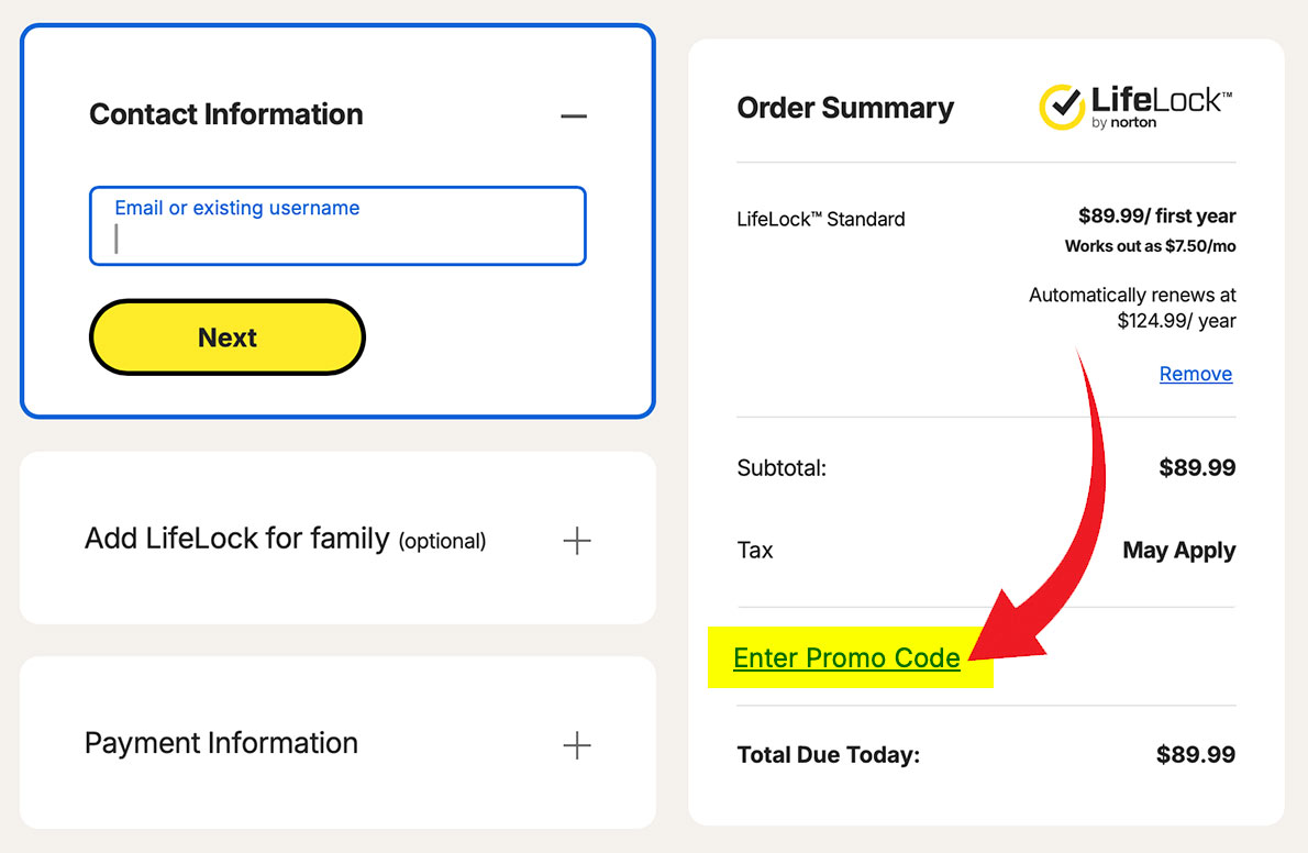 enter lifelock promo code