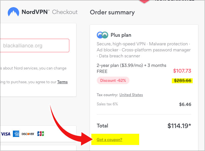 enter nordvpn discount code