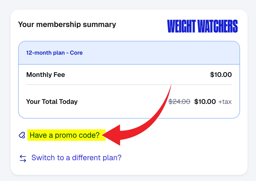enter ww promo code