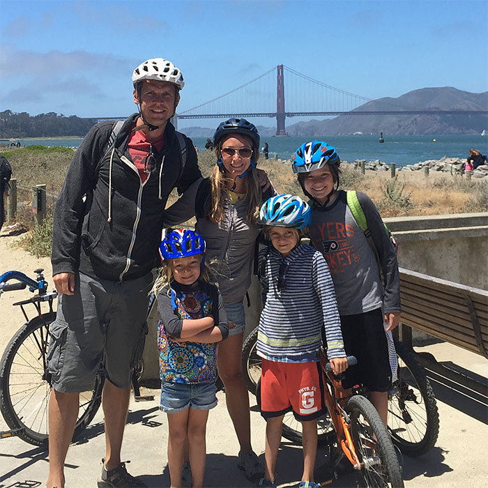 our family on bikes golden gate bridge