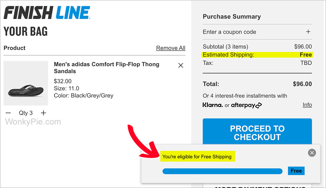 finish line free shipping eligible