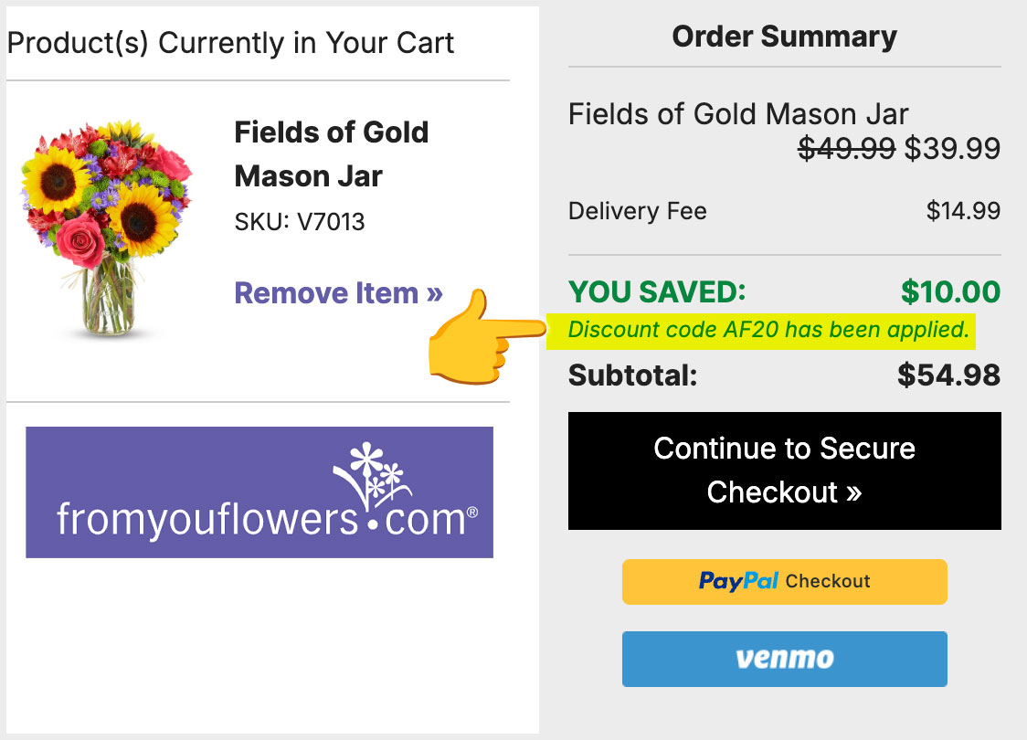 from you flowers discount code apply