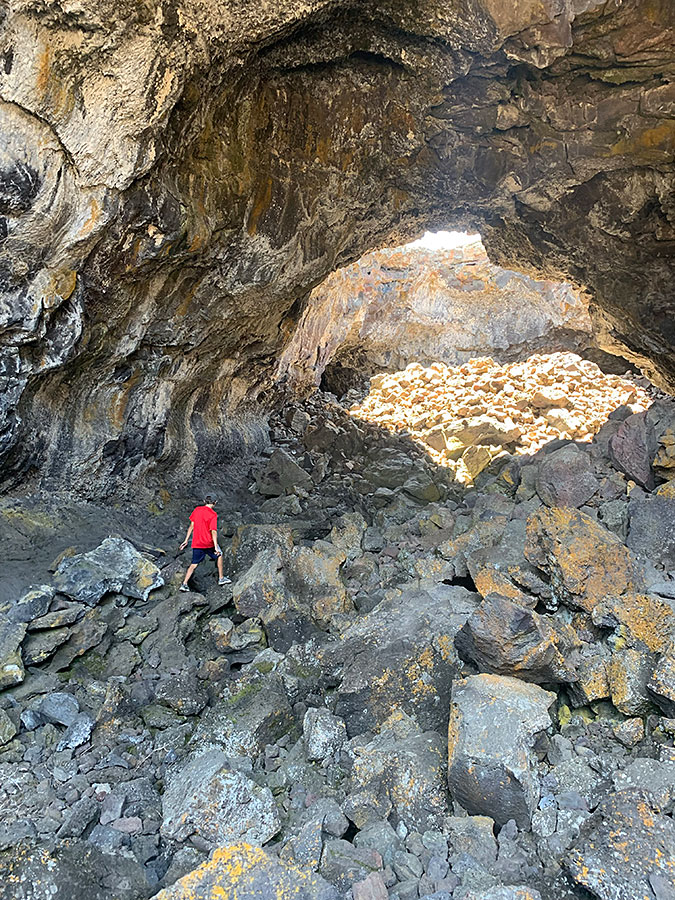 hiking over boulders craters of moon