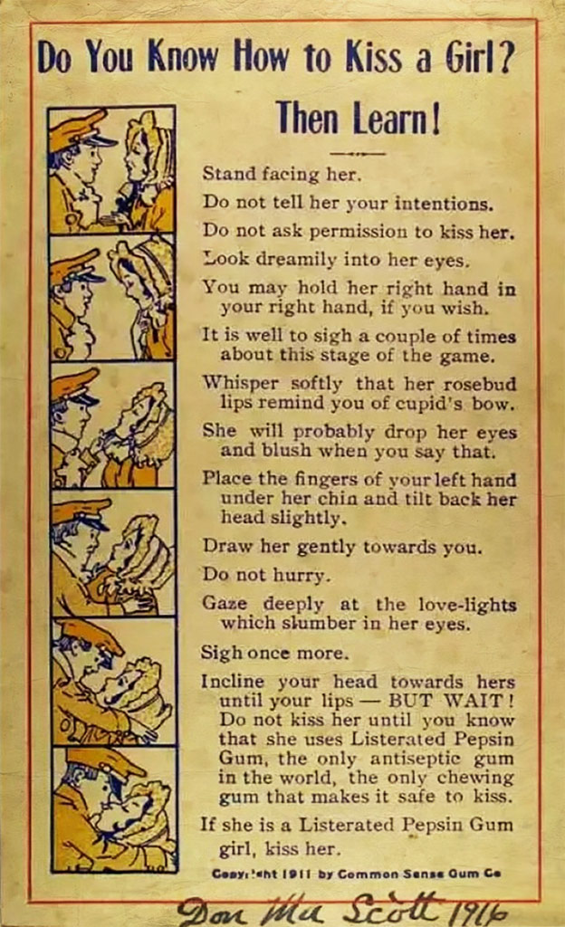 how to kiss girl instructions vintage