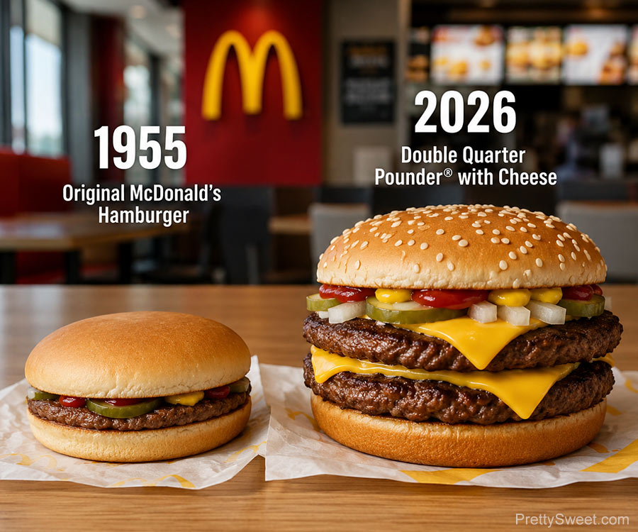 mcdonalds burger size compare