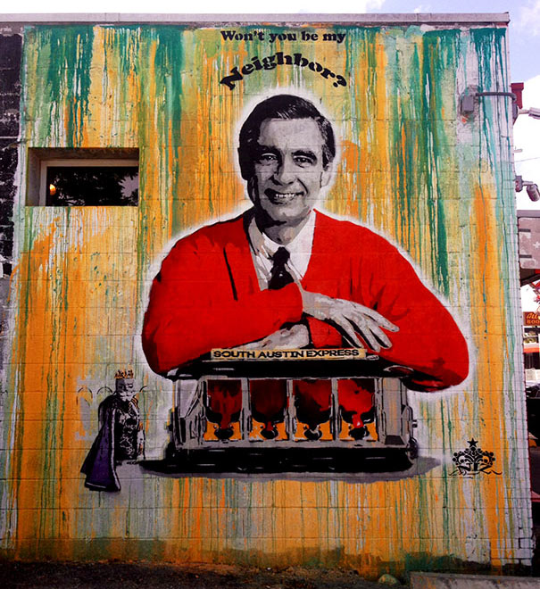 mr rogers mural wall art austin