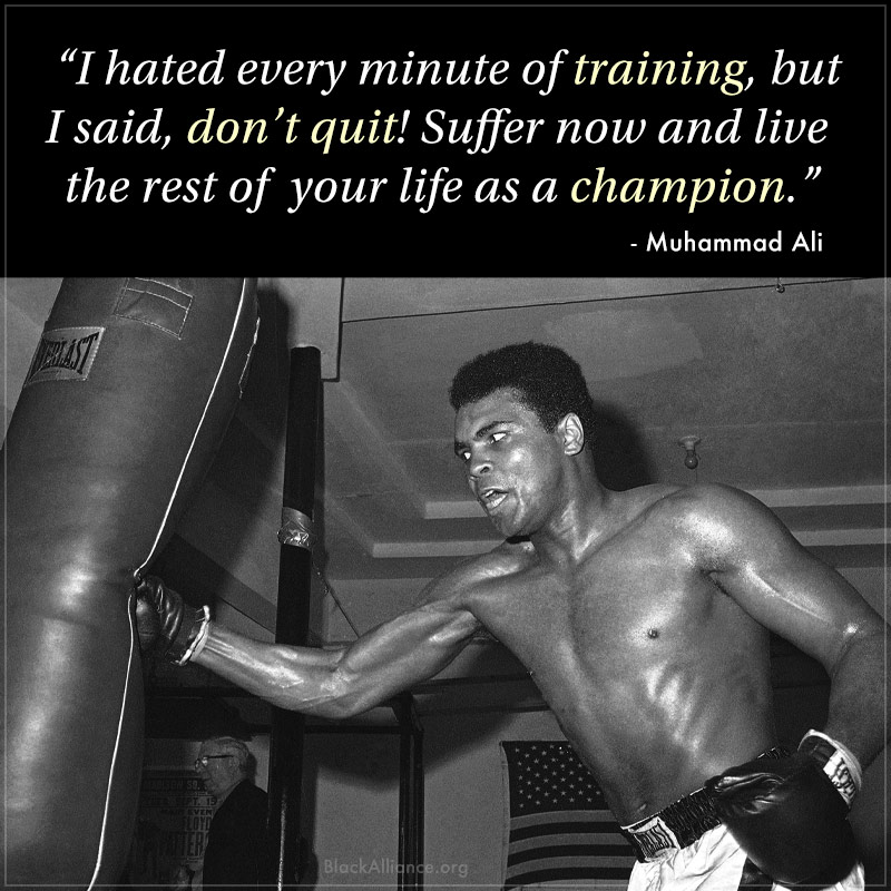 muhammad ali training quote quit