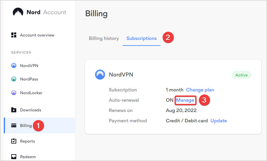 how to cancel nordvpn free trial