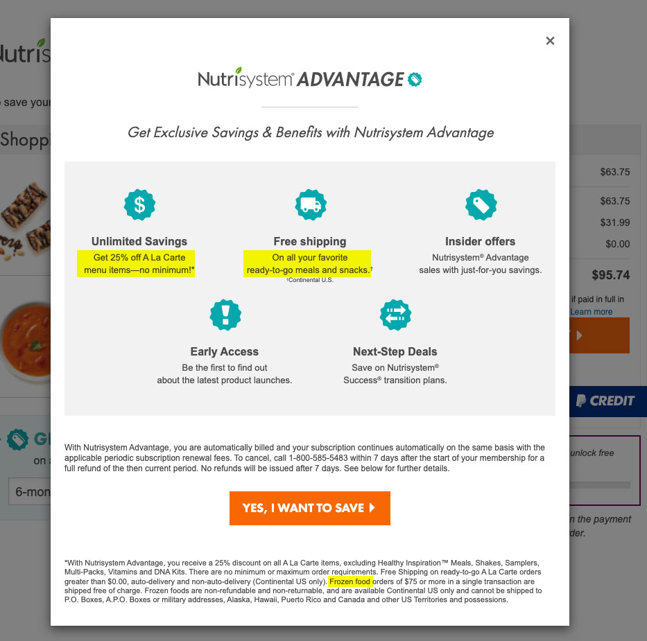 nutrisystem advantage savings