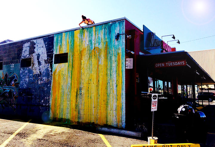 mr rogers mural being painted in austin