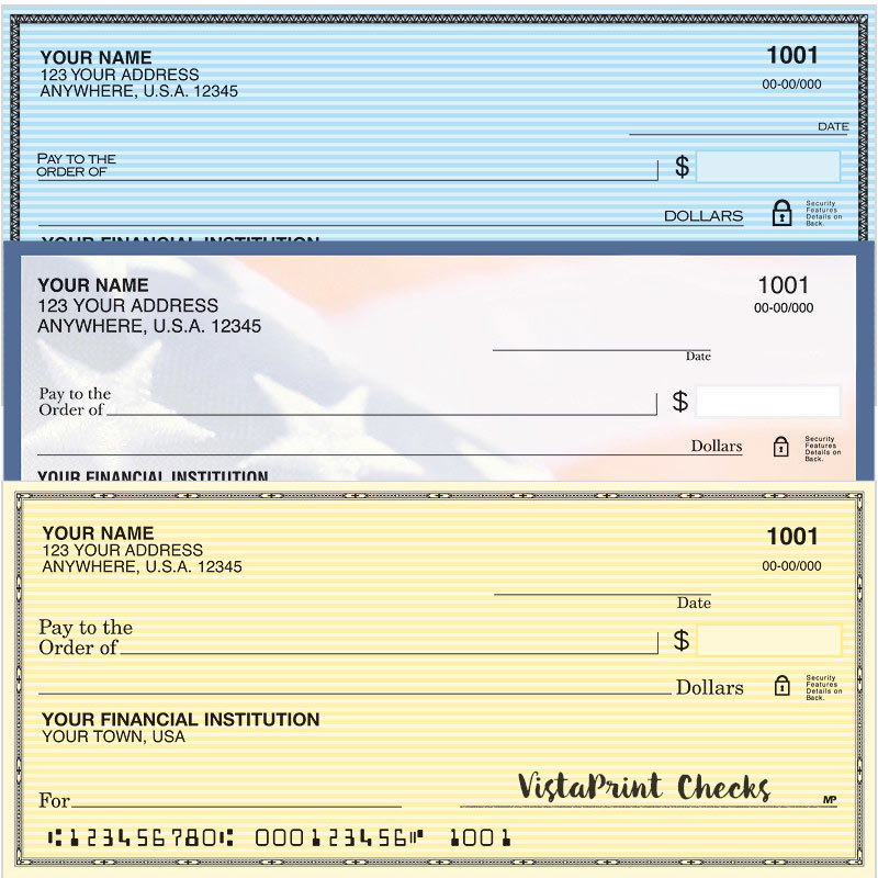 sample vistaprint personal checks