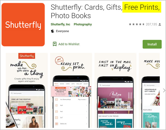 shutterfly app free prints