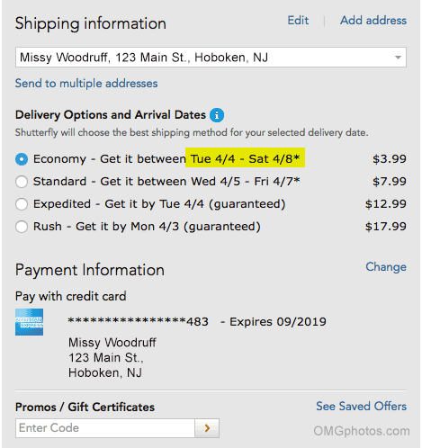 Shutterfly Shipping Cost Chart