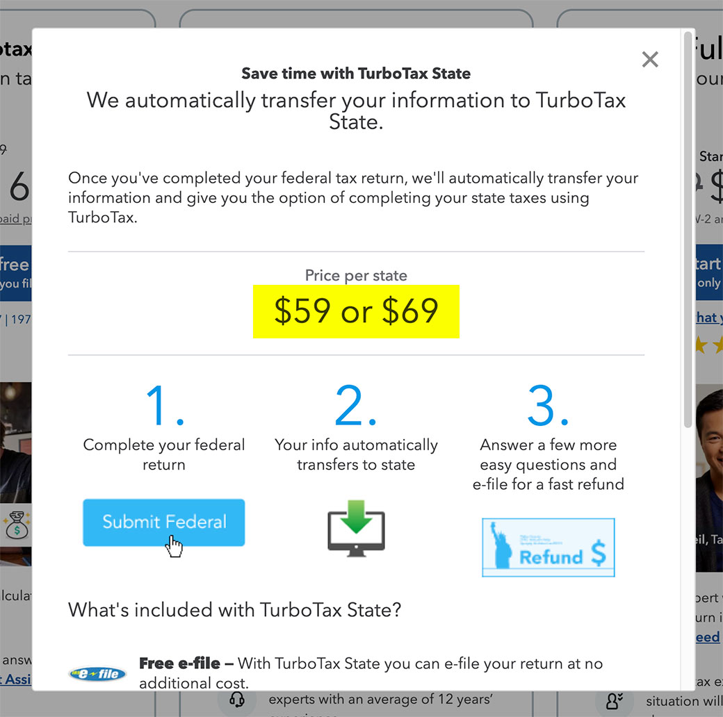 turbotax state file cost
