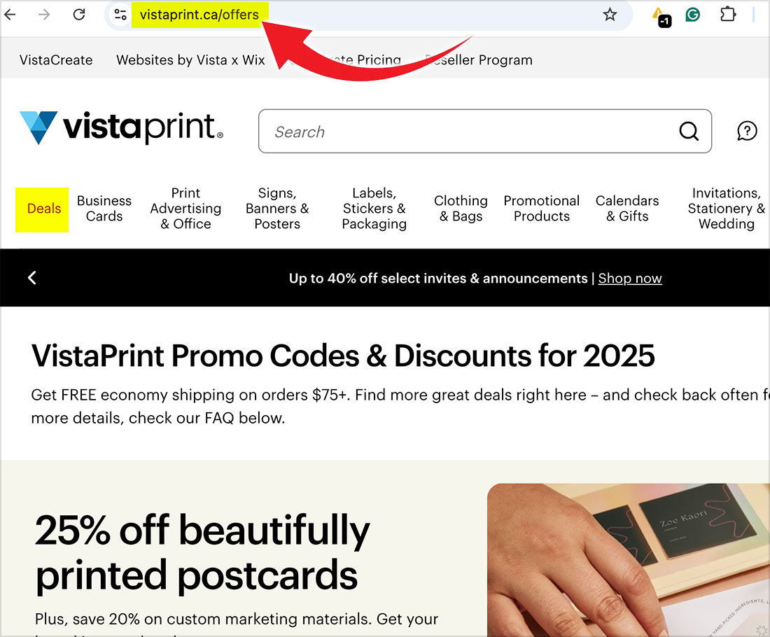 vistaprint canada offers onsite