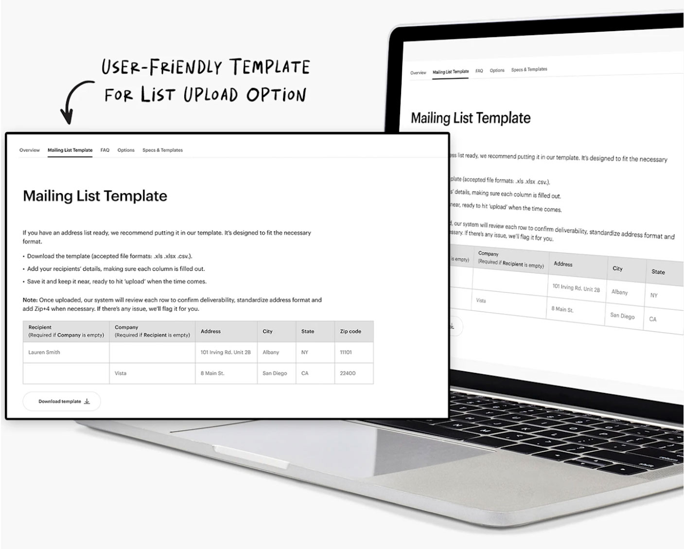 vistaprint mailing list template