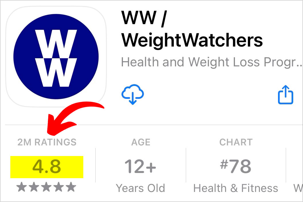weightwatchers app rating
