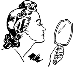 woman aging mirror