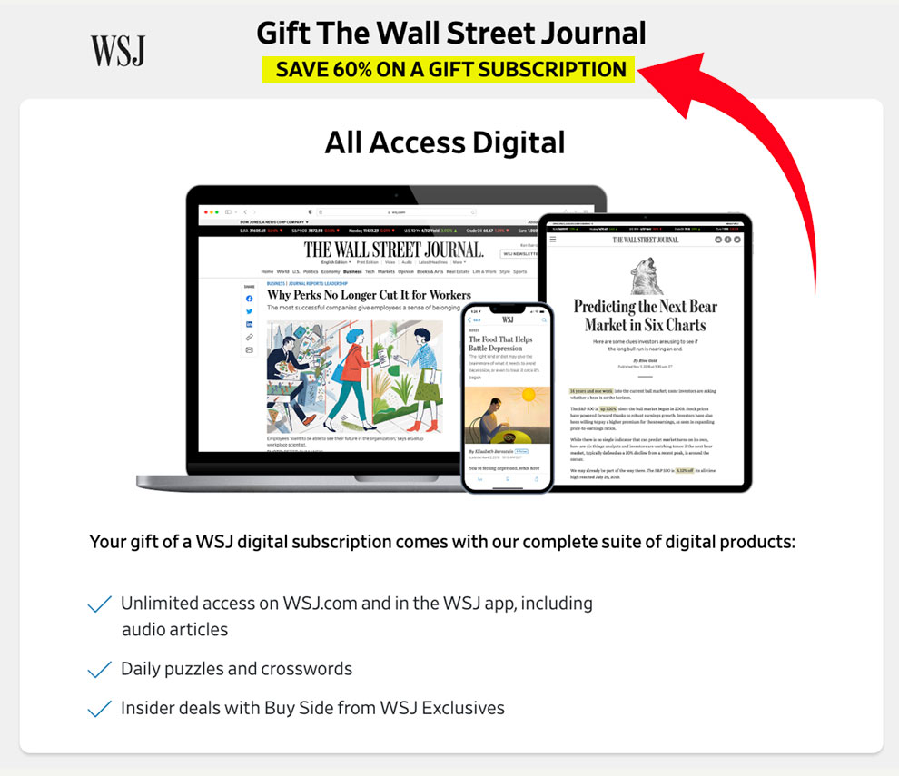wsj gift subscription